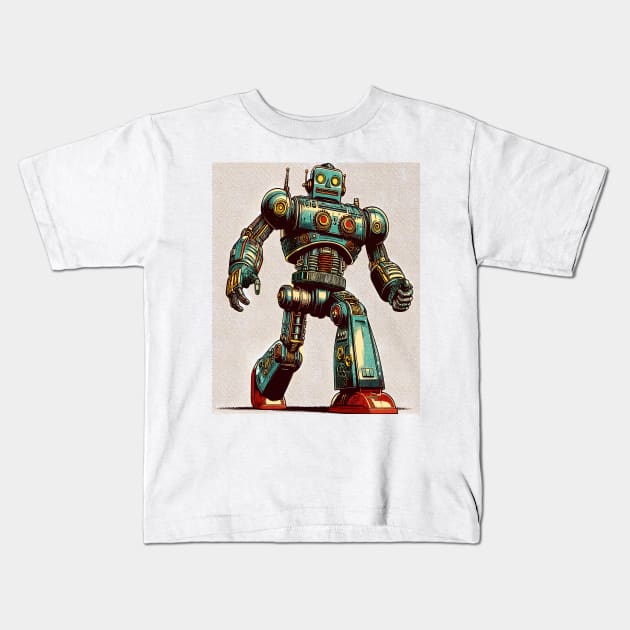 Giant Robot - Retro Vintage Robot Toy Kids T-Shirt by RCDBerlin